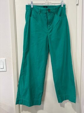 J. Crew Factory Teal Wide-Leg Chinos